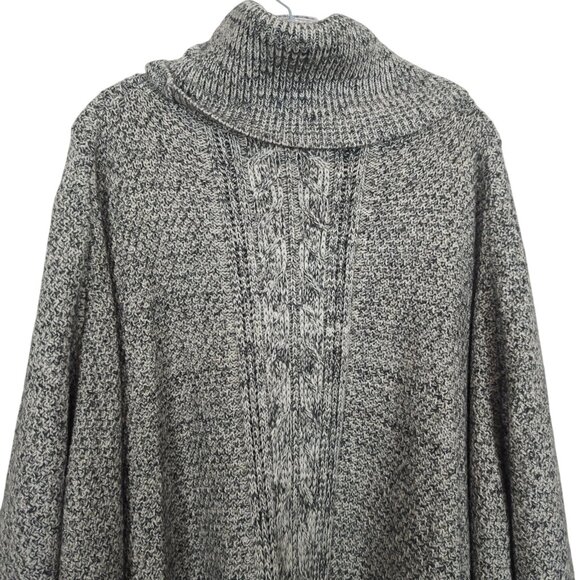 Brixton Ivy Gray Marled Knit Cowl Neck Poncho Sweater S/M Women’s Oversized - Picture 8 of 10